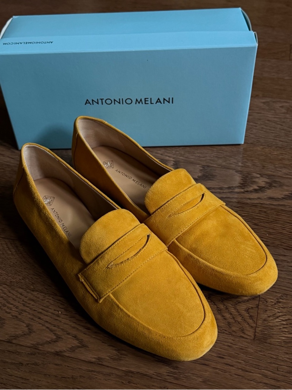 ANTONIO MELANI Mustard Suede Penny Loafers